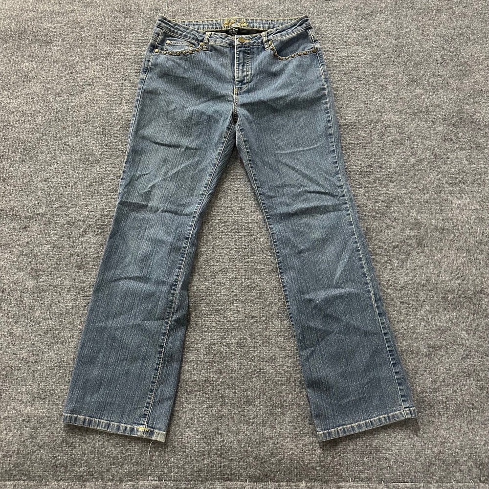 Bill Blass Jeans Womens Size 10 Blue Stretch Bootcut Studded Medium Wash Denim